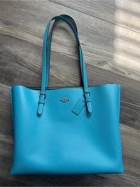 Coach Handbags - Coach Mollie Tote Large Pebble Leather in Turquoise Blue